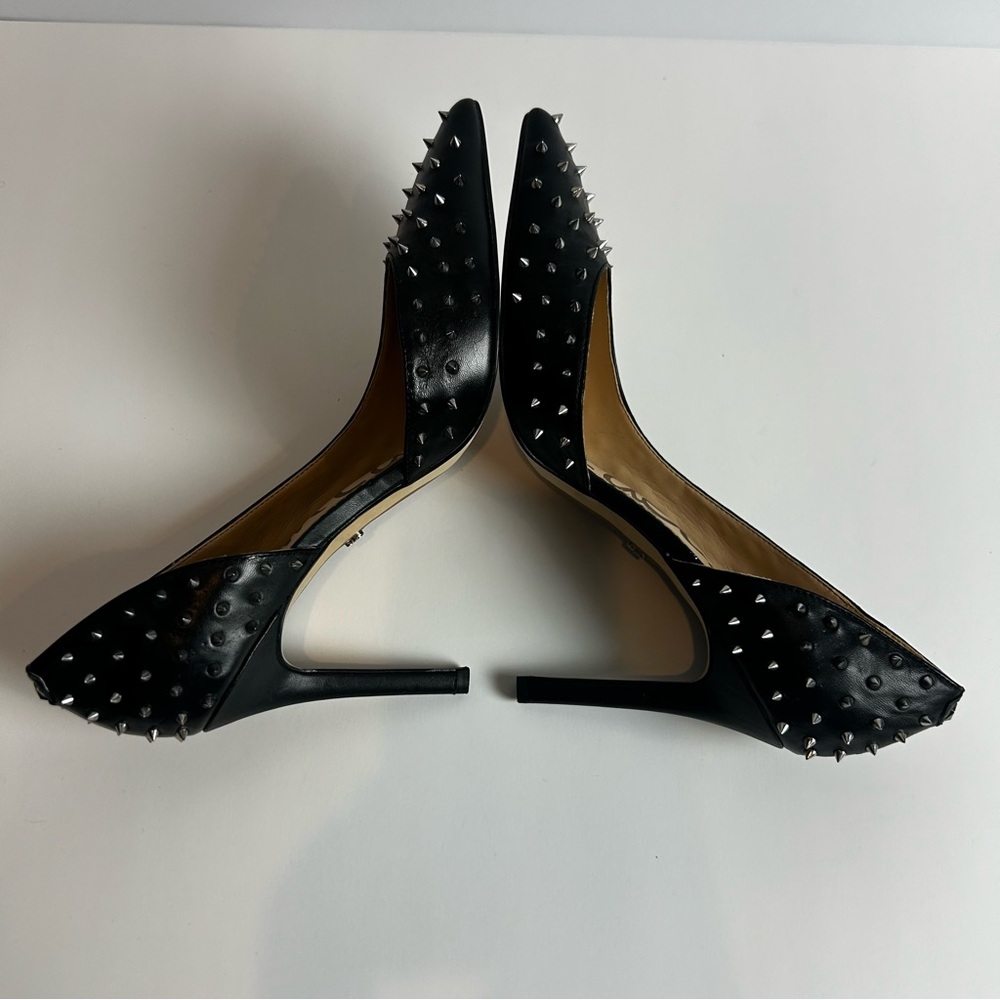 Sam Edelman Hadlee d'orsay pumps black leather with silver tone spike studs 11 - Picture 7 of 13
